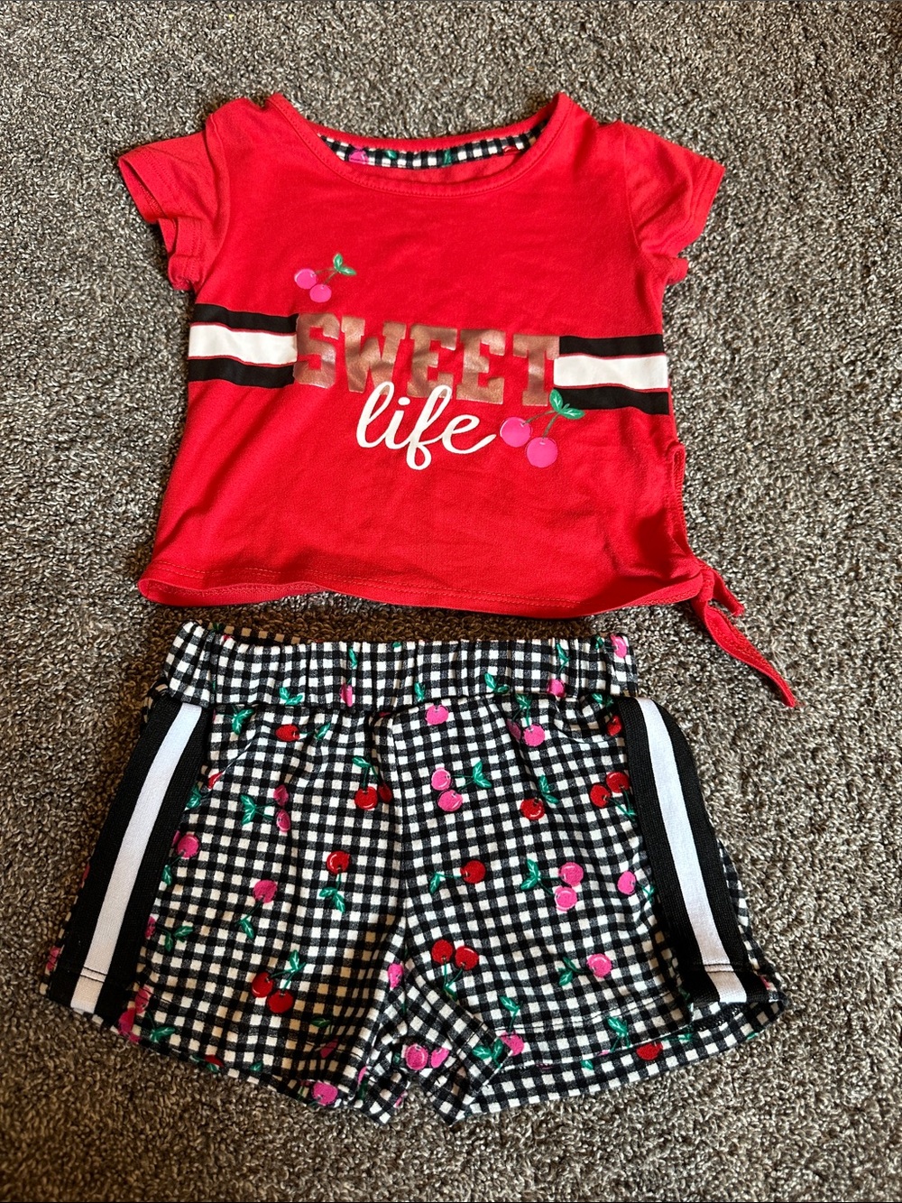 Red 'Sweet Life' Cherry Pajama Set